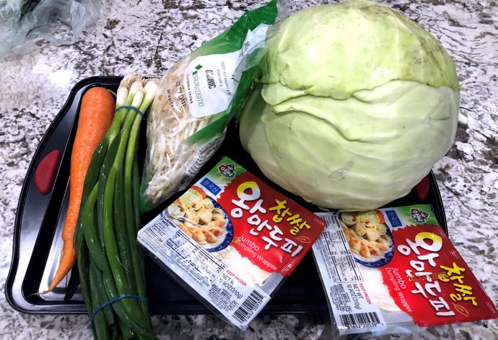 Ingredients for making vegan Potstickers