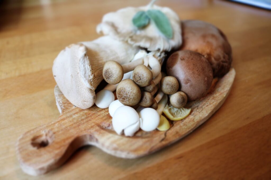 Mushrooms in healthy vegan Lentil Soup