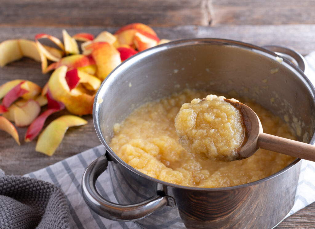 Homemade apple sauce for vegan Blueberry Pancakes