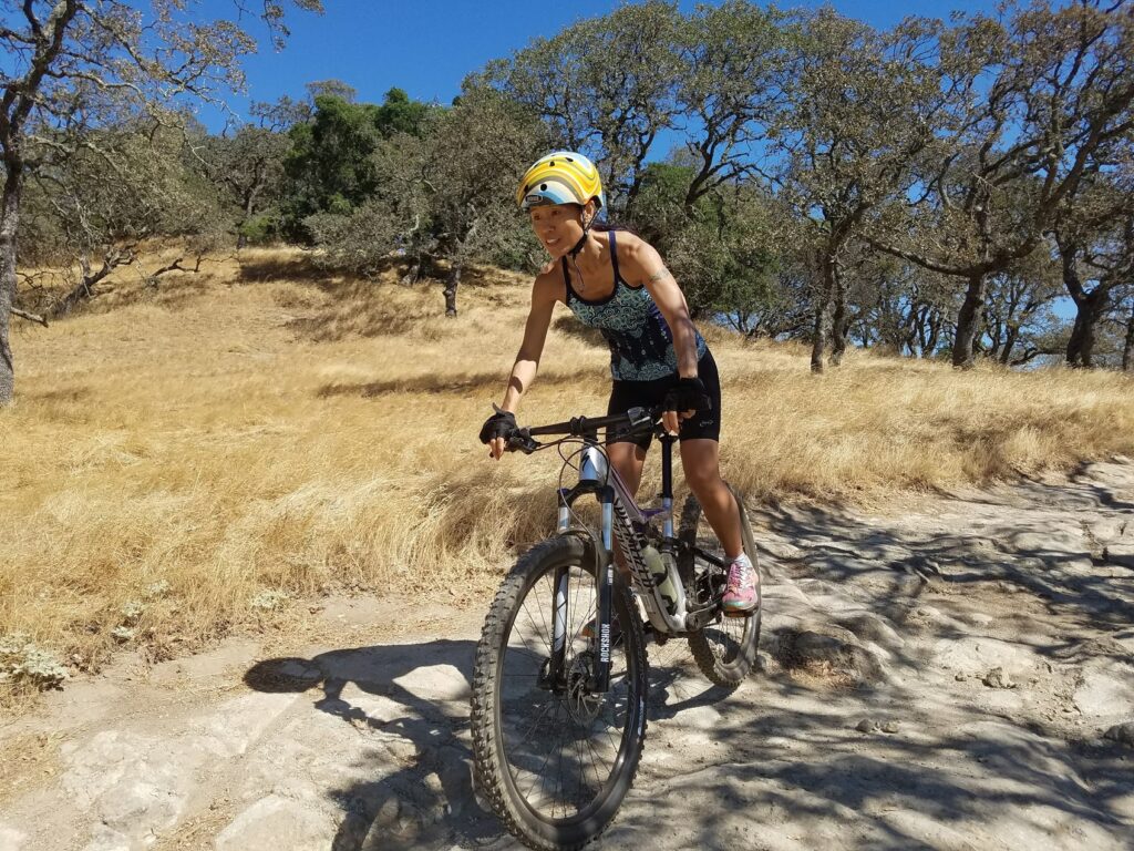 Bike lady mountain biking