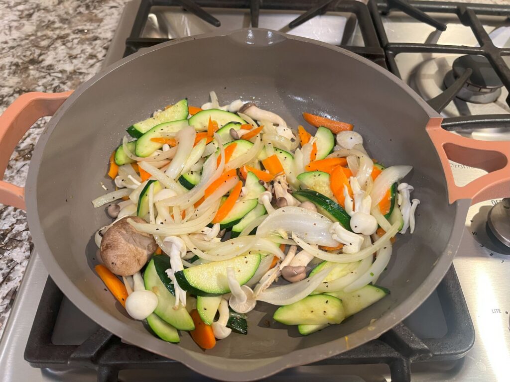 Stir fried vegetables for healthy Dolsot bibimbap recipe