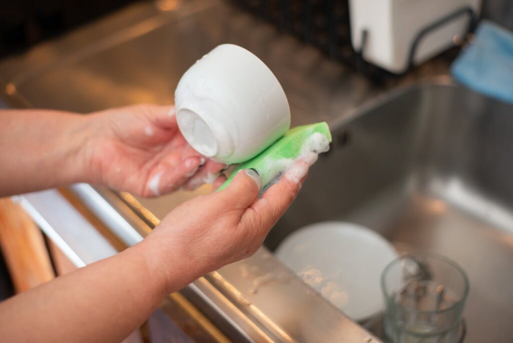 washing dishes