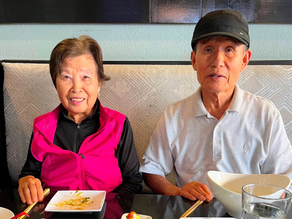 My parents celebrating after passing his test to drive